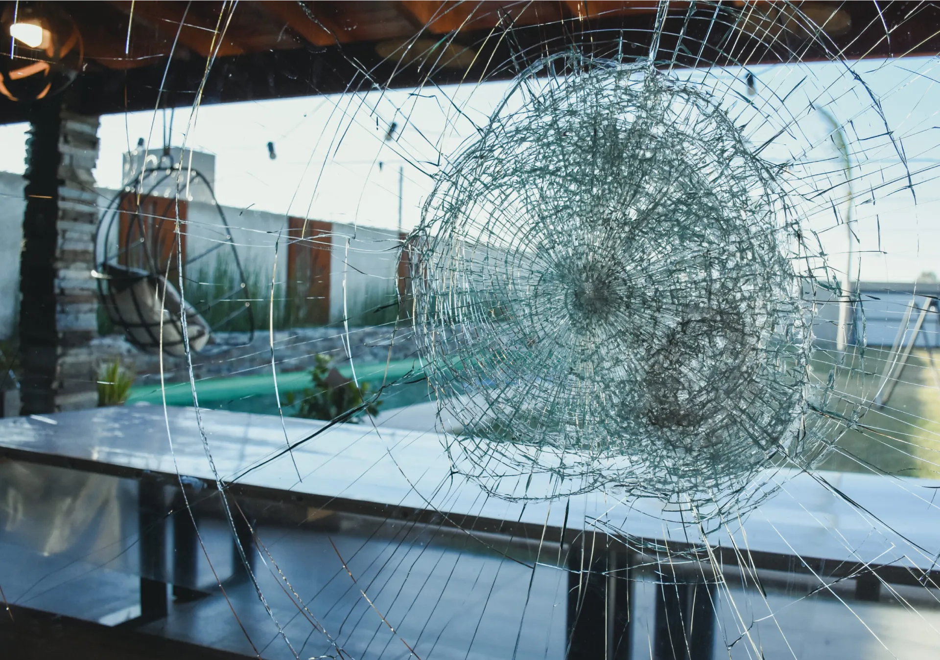 Vidrio de seguridad - Laminado roto.